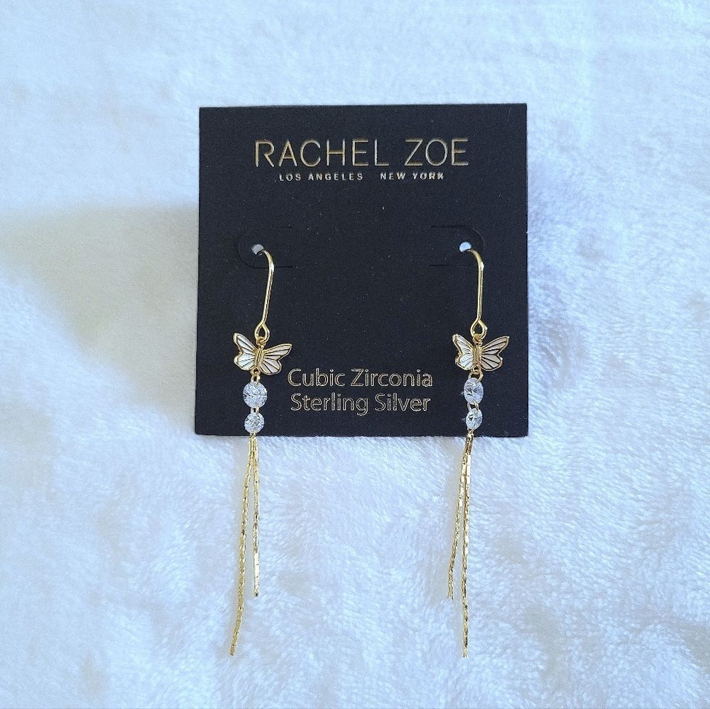 ✨️HP✨️ Rachel Zoe Dainty White Enamel Butterfly🦋 Dangle Earrings - Picture 16 of 16